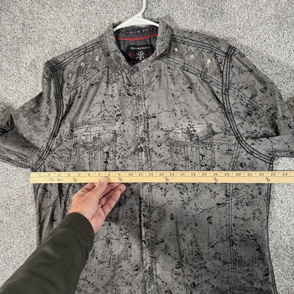 Tranquility Mayhem Shirt XL Western Studded Moto Punk Rockstar Grunge Goth Edgy - Picture 3 of 16